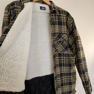 Dickies Jacket Mens Large Black Plaid Sherpa Lined Snap Front Insulated Workwear